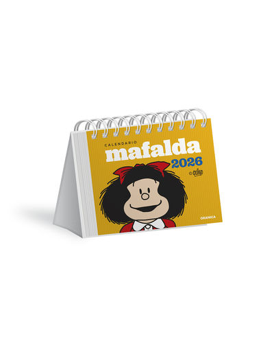 MAFALDA 2026, CALENDARIO ESCRITORIO AMARILLO